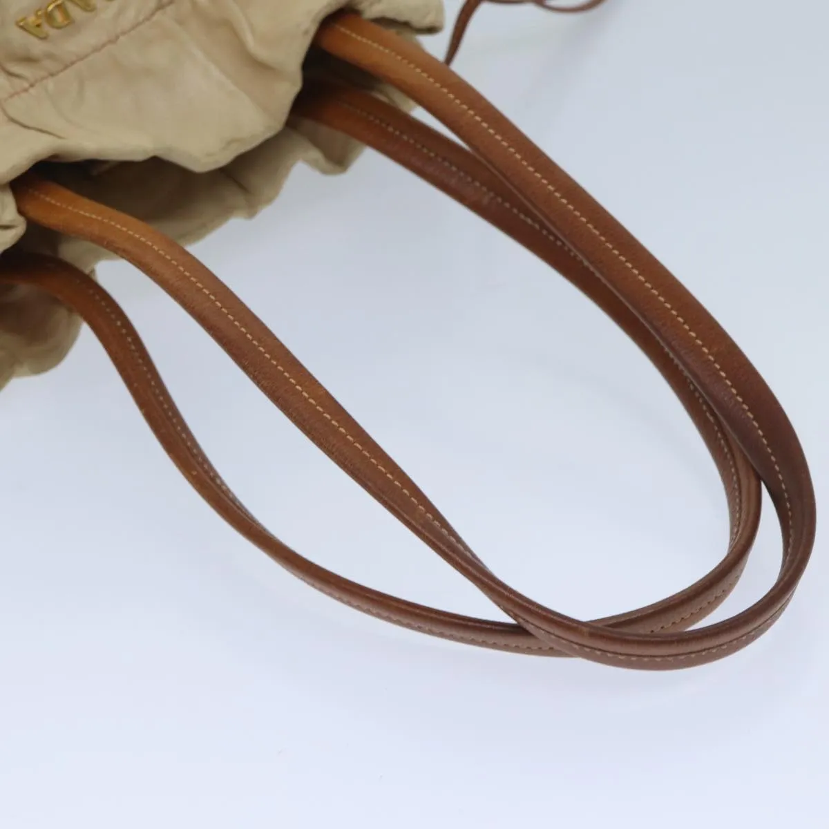 Trendy Inspired Prada Shoulder Bag Leather Beige Auth Ar11638b
