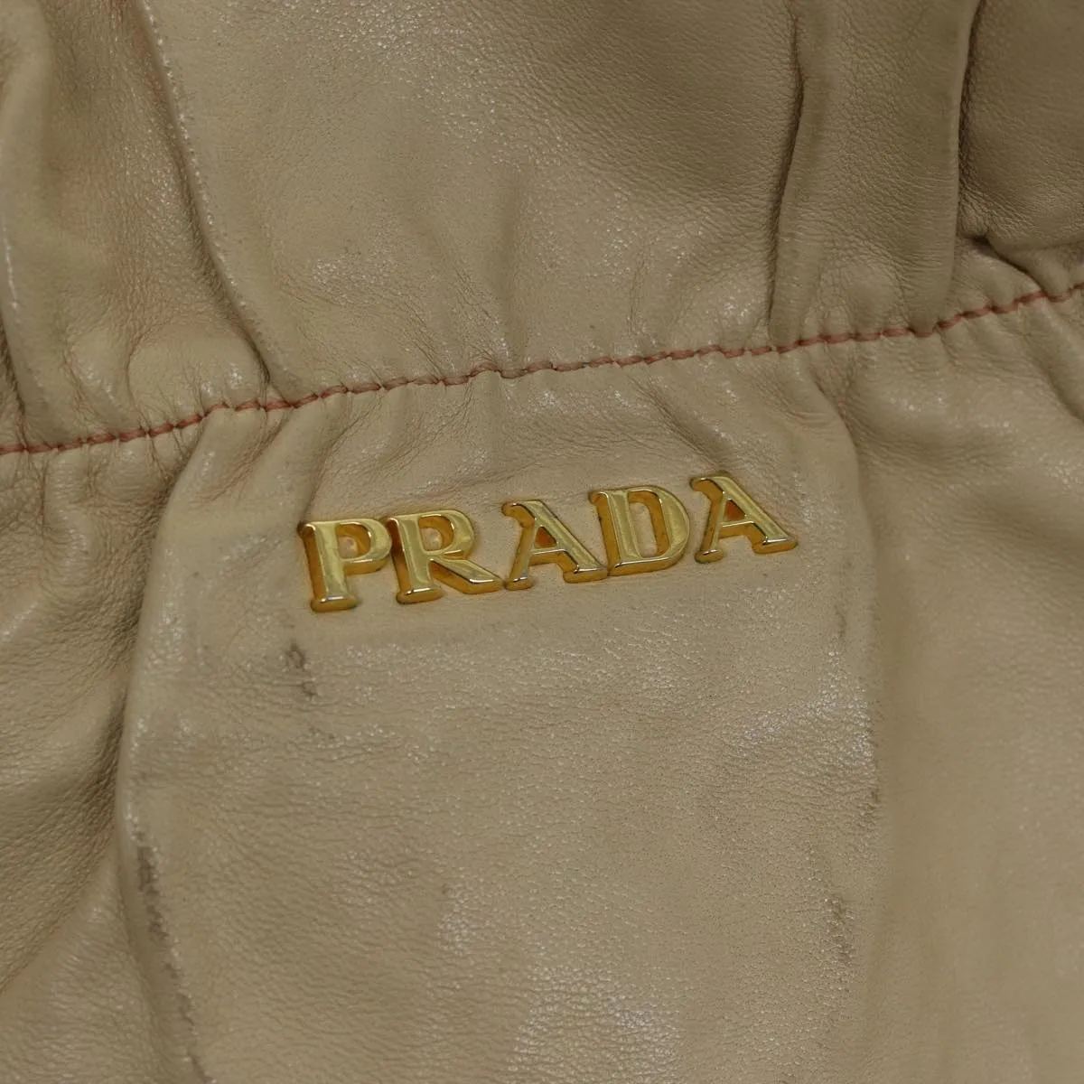 Trendy Inspired Prada Shoulder Bag Leather Beige Auth Ar11638b