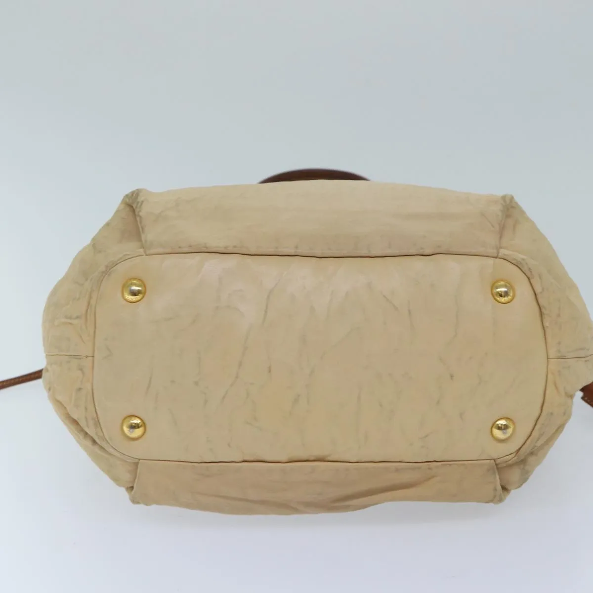 Trendy Inspired Prada Shoulder Bag Leather Beige Auth Ar11638b