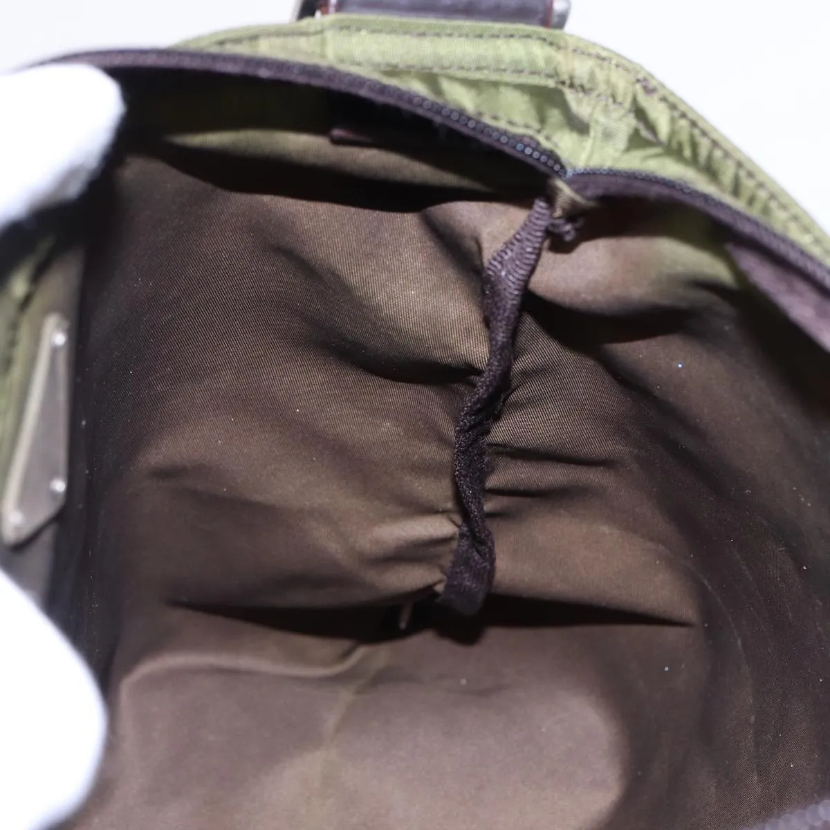 Trendy Inspired Prada Shoulder Bag Nylon Khaki Brown Auth 79144